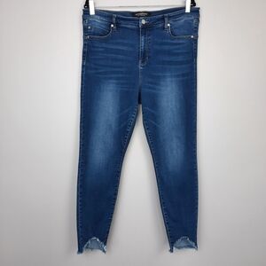 Liverpool Hugger Ankle High Rise Fray Hem Skinny Jeans in Swanson Wash size 16